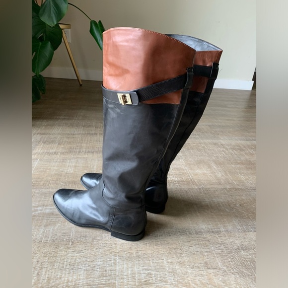 Cole Haan NikeAir Tall Knee High Riding Black Brown Leather Boots Women’s 9B - Picture 11 of 16